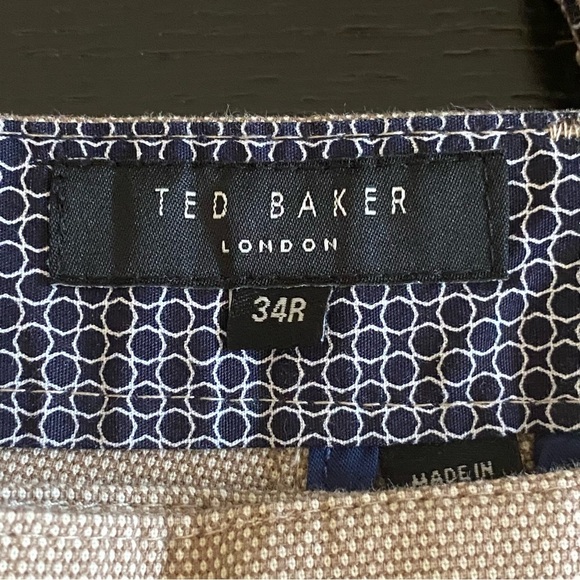 Ted Baker London Mens 34R Khaki Chino Cotton Blend Modern Pants - Picture 3 of 8